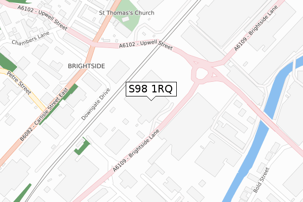 S98 1RQ map - large scale - OS Open Zoomstack (Ordnance Survey)