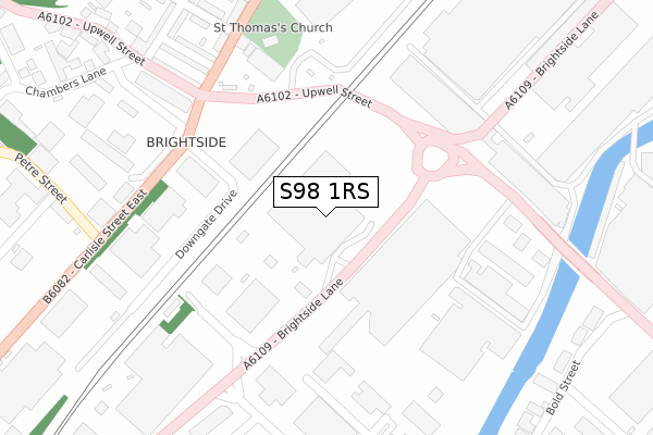 S98 1RS map - large scale - OS Open Zoomstack (Ordnance Survey)