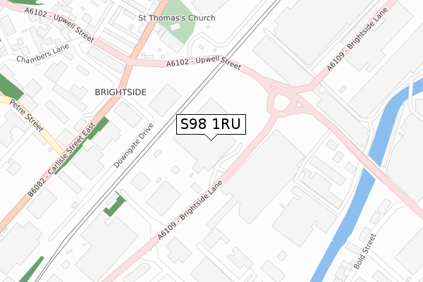 S98 1RU map - large scale - OS Open Zoomstack (Ordnance Survey)