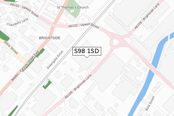 S98 1SD map - large scale - OS Open Zoomstack (Ordnance Survey)