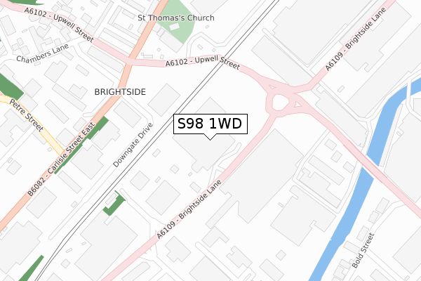 S98 1WD map - large scale - OS Open Zoomstack (Ordnance Survey)