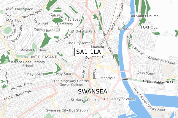 SA1 1LA map - small scale - OS Open Zoomstack (Ordnance Survey)