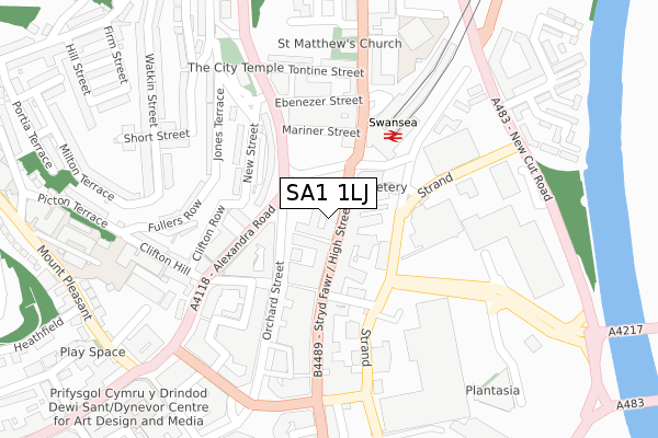 SA1 1LJ map - large scale - OS Open Zoomstack (Ordnance Survey)