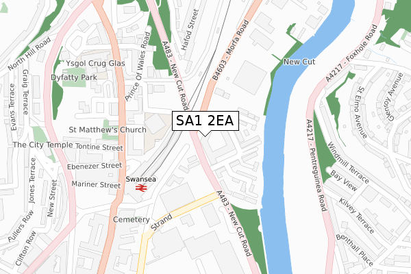 SA1 2EA map - large scale - OS Open Zoomstack (Ordnance Survey)