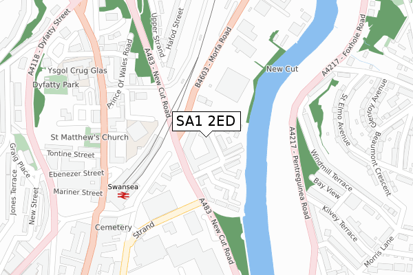 SA1 2ED map - large scale - OS Open Zoomstack (Ordnance Survey)