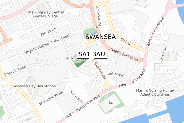 SA1 3AU map - large scale - OS Open Zoomstack (Ordnance Survey)