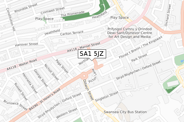 SA1 5JZ map - large scale - OS Open Zoomstack (Ordnance Survey)