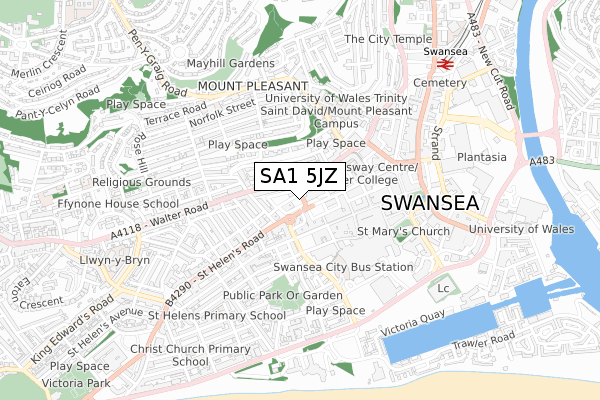 SA1 5JZ map - small scale - OS Open Zoomstack (Ordnance Survey)