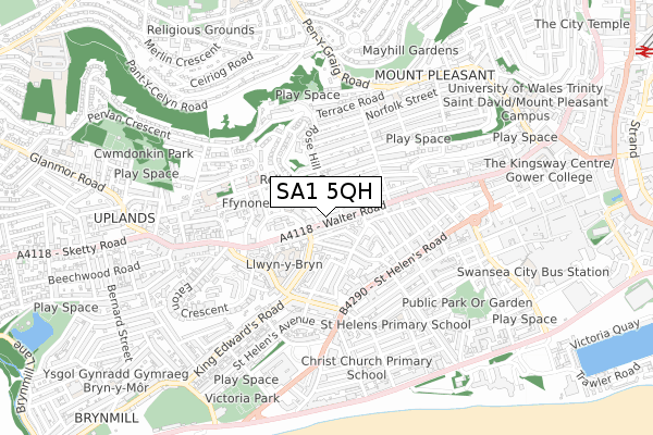 SA1 5QH map - small scale - OS Open Zoomstack (Ordnance Survey)