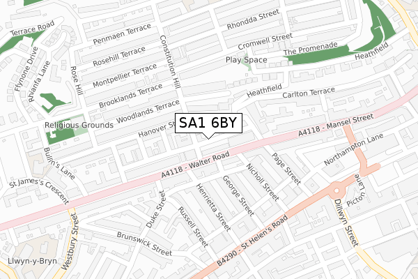 SA1 6BY map - large scale - OS Open Zoomstack (Ordnance Survey)