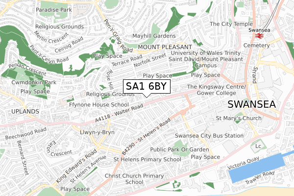 SA1 6BY map - small scale - OS Open Zoomstack (Ordnance Survey)