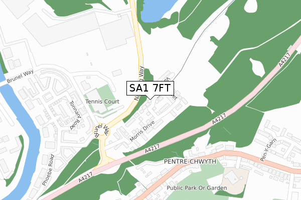 SA1 7FT map - large scale - OS Open Zoomstack (Ordnance Survey)