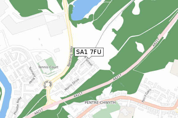 SA1 7FU map - large scale - OS Open Zoomstack (Ordnance Survey)