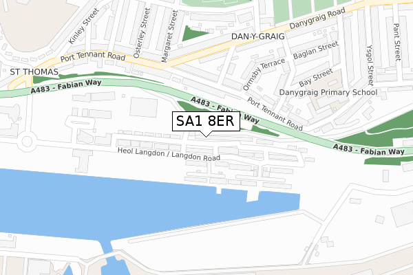 SA1 8ER map - large scale - OS Open Zoomstack (Ordnance Survey)