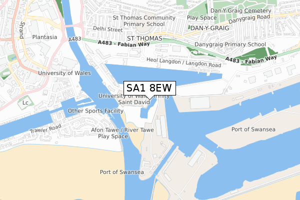 SA1 8EW map - small scale - OS Open Zoomstack (Ordnance Survey)