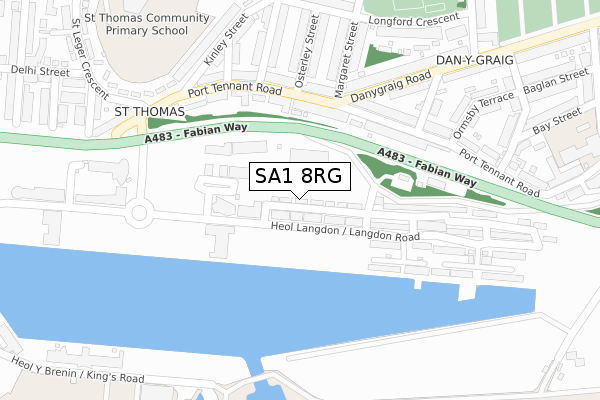 SA1 8RG map - large scale - OS Open Zoomstack (Ordnance Survey)