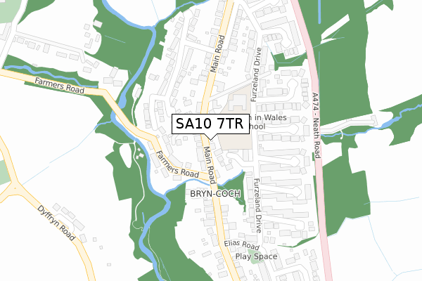 SA10 7TR map - large scale - OS Open Zoomstack (Ordnance Survey)