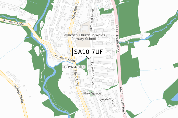 SA10 7UF map - large scale - OS Open Zoomstack (Ordnance Survey)