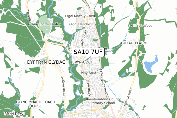 SA10 7UF map - small scale - OS Open Zoomstack (Ordnance Survey)