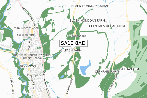 SA10 8AD map - small scale - OS Open Zoomstack (Ordnance Survey)