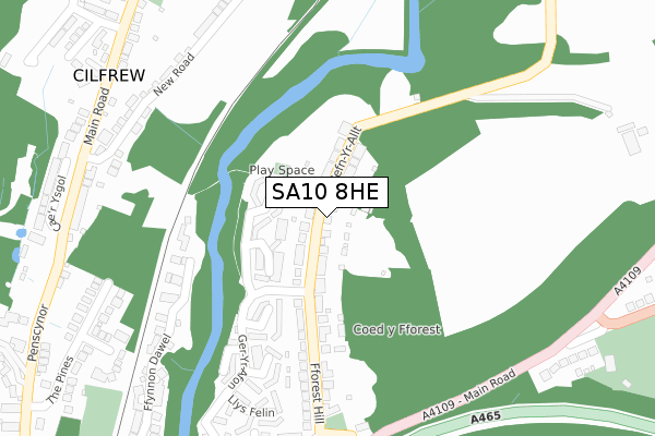 SA10 8HE map - large scale - OS Open Zoomstack (Ordnance Survey)