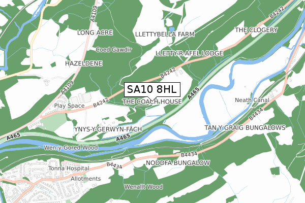 SA10 8HL map - small scale - OS Open Zoomstack (Ordnance Survey)