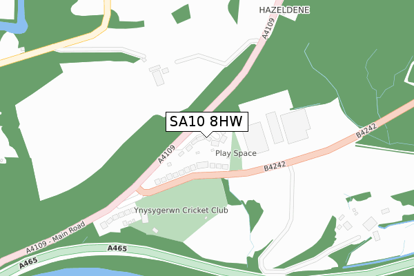 SA10 8HW map - large scale - OS Open Zoomstack (Ordnance Survey)