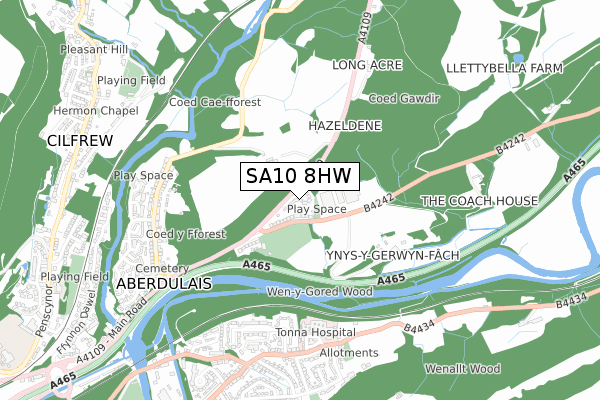 SA10 8HW map - small scale - OS Open Zoomstack (Ordnance Survey)