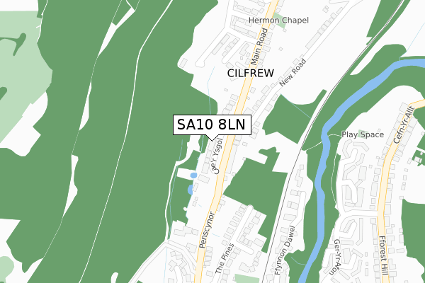 SA10 8LN map - large scale - OS Open Zoomstack (Ordnance Survey)