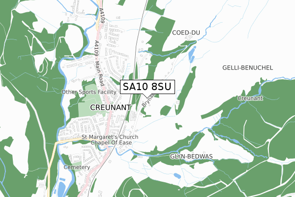 SA10 8SU map - small scale - OS Open Zoomstack (Ordnance Survey)