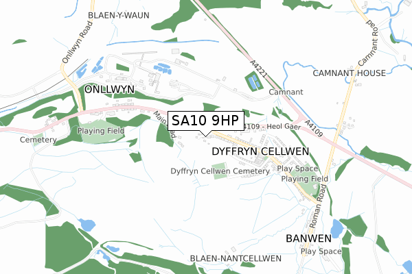 SA10 9HP map - small scale - OS Open Zoomstack (Ordnance Survey)