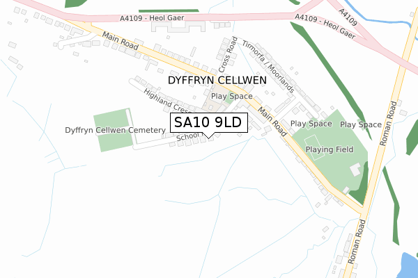 SA10 9LD map - large scale - OS Open Zoomstack (Ordnance Survey)