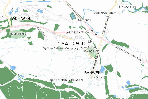 SA10 9LD map - small scale - OS Open Zoomstack (Ordnance Survey)