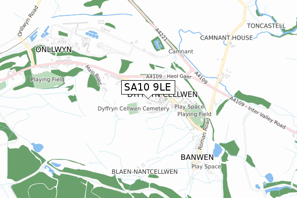 SA10 9LE map - small scale - OS Open Zoomstack (Ordnance Survey)