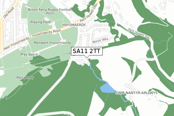 SA11 2TT map - large scale - OS Open Zoomstack (Ordnance Survey)