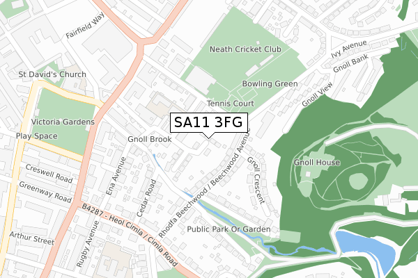 SA11 3FG map - large scale - OS Open Zoomstack (Ordnance Survey)