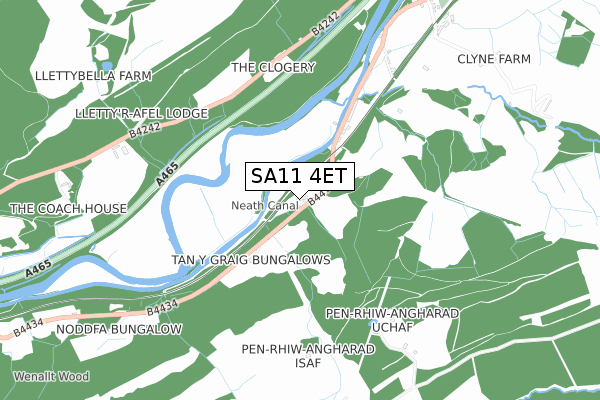 SA11 4ET map - small scale - OS Open Zoomstack (Ordnance Survey)