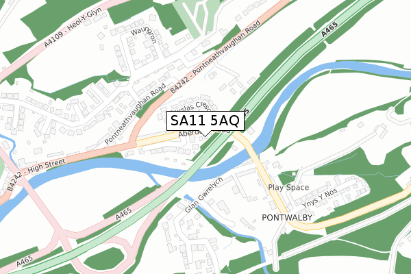 SA11 5AQ map - large scale - OS Open Zoomstack (Ordnance Survey)