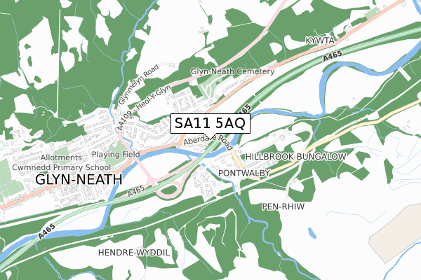 SA11 5AQ map - small scale - OS Open Zoomstack (Ordnance Survey)