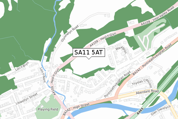 SA11 5AT map - large scale - OS Open Zoomstack (Ordnance Survey)