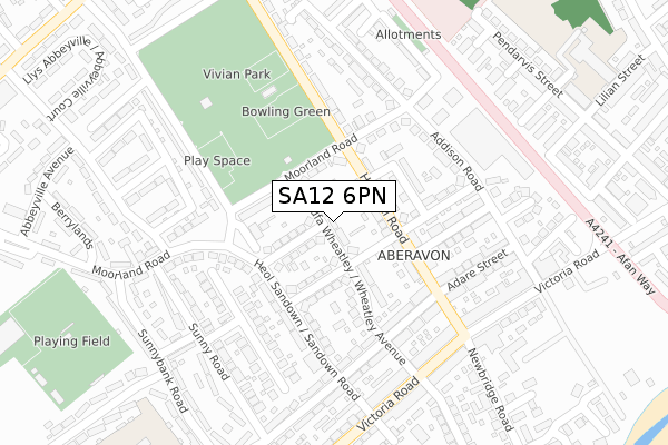 SA12 6PN map - large scale - OS Open Zoomstack (Ordnance Survey)