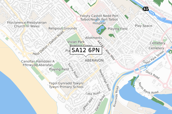 SA12 6PN map - small scale - OS Open Zoomstack (Ordnance Survey)