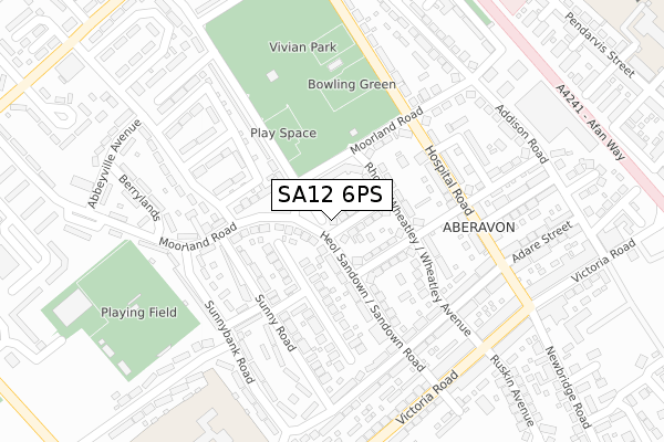 SA12 6PS map - large scale - OS Open Zoomstack (Ordnance Survey)