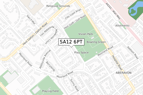 SA12 6PT map - large scale - OS Open Zoomstack (Ordnance Survey)