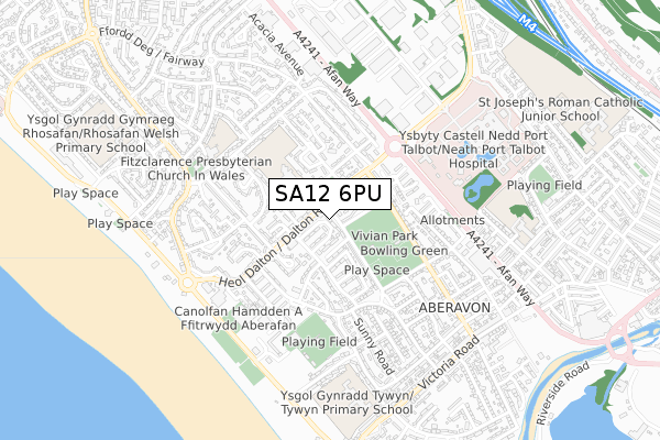 SA12 6PU map - small scale - OS Open Zoomstack (Ordnance Survey)