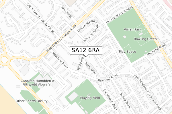 SA12 6RA map - large scale - OS Open Zoomstack (Ordnance Survey)