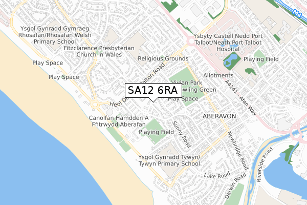 SA12 6RA map - small scale - OS Open Zoomstack (Ordnance Survey)