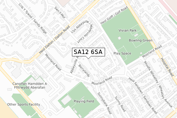 SA12 6SA map - large scale - OS Open Zoomstack (Ordnance Survey)