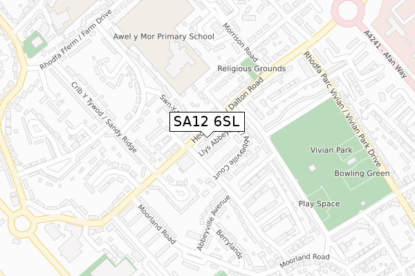 SA12 6SL map - large scale - OS Open Zoomstack (Ordnance Survey)