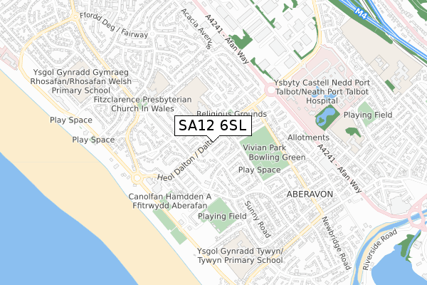 SA12 6SL map - small scale - OS Open Zoomstack (Ordnance Survey)